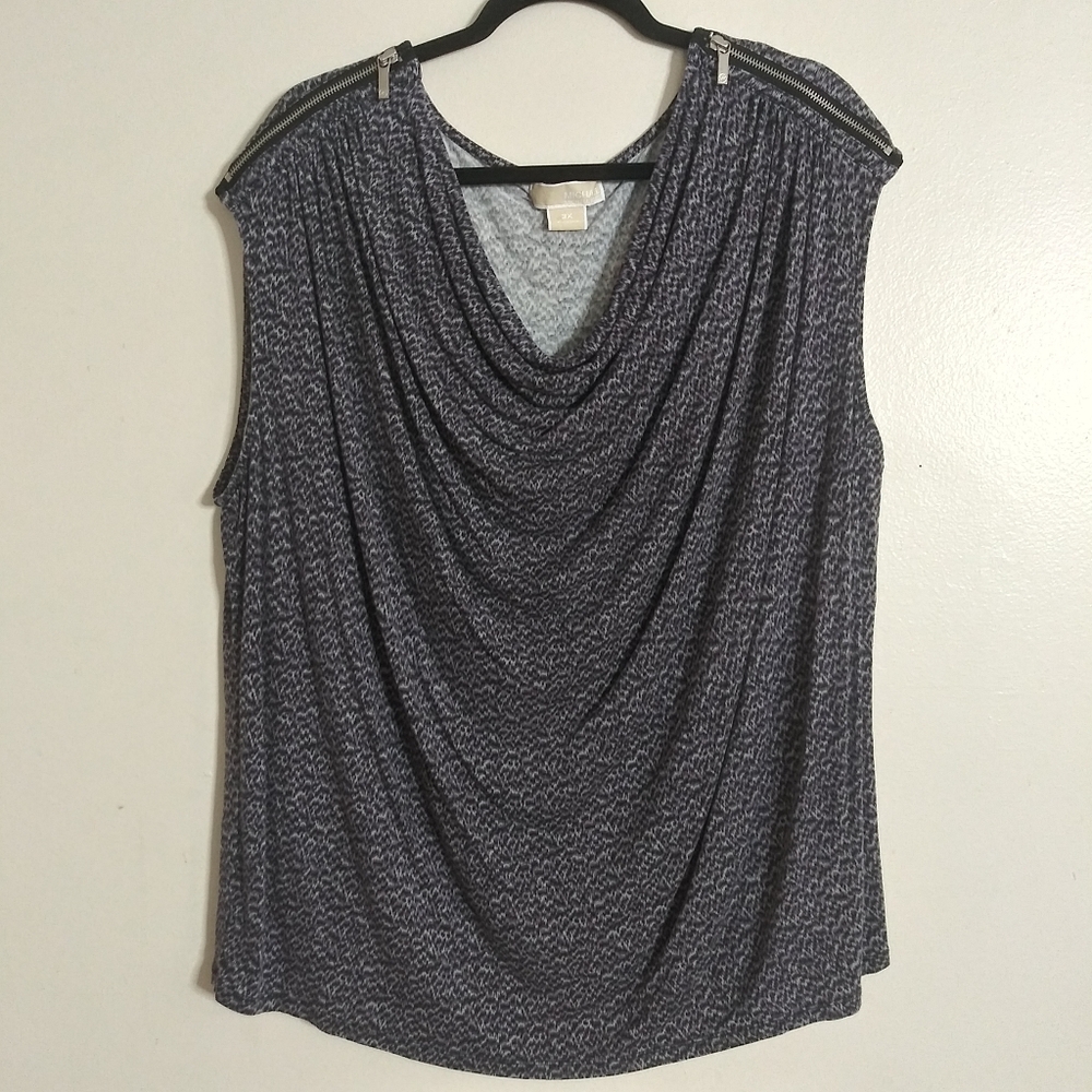 Michael Kors Women’s Top 3X Purple Gray Cowl Neck Sleeveless Blouse
